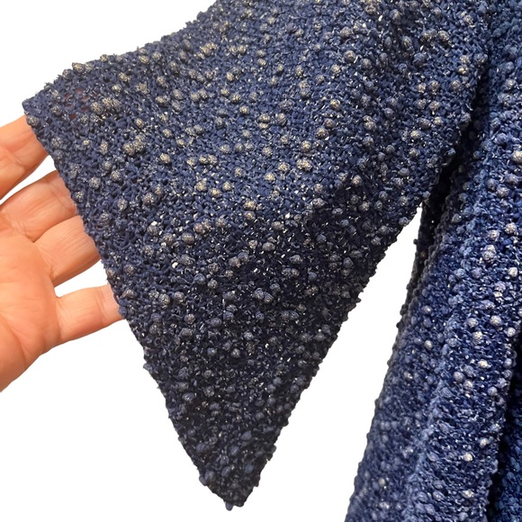Annalee & Hope Open Cardigan Bell Sleeve Blue and Gold Knit Size L - Picture 3 of 6